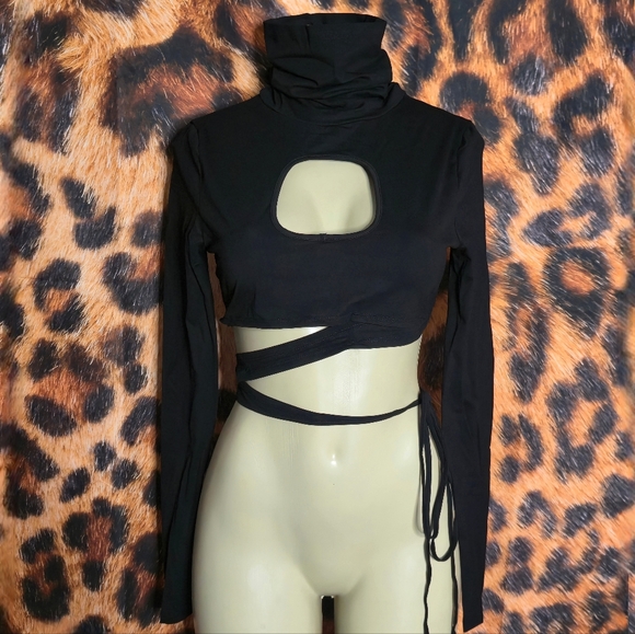 Dolls Kill Tops - Warp Long Sleeve Wrap Top